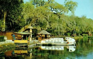 Vintage Submarine & Boat Dock Rainbow Springs, FL. Postcard F74