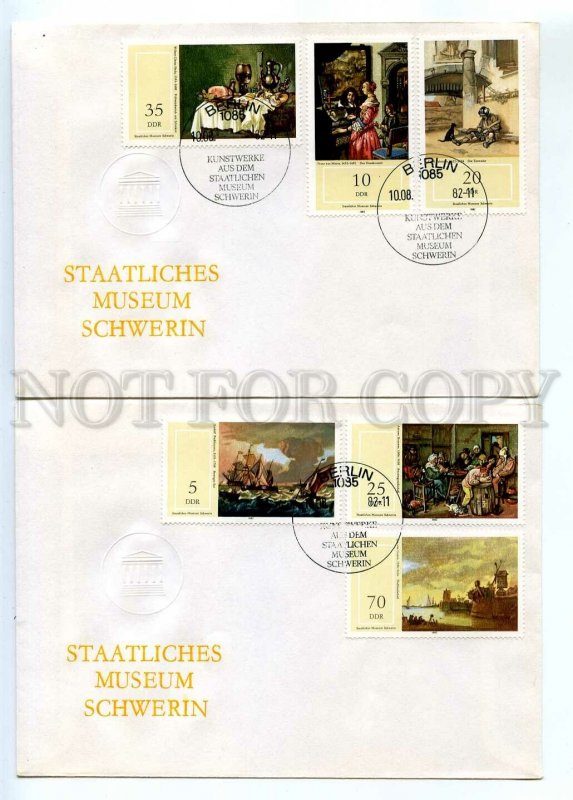 440690 EAST GERMANY GDR 1982 year set of FDC painting in the museums of Schwerin