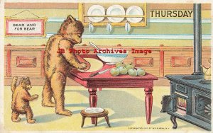 Thursday Anthropomorphic Bear, Wm S. Heal 1907, Making an Apple Pie