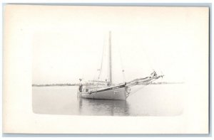 c1910's Sailboat Bessie V. View New London CT RPPC Photo Unposted Postcard