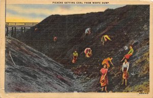 Pickers getting coal from waste dump Mining Writing on Back 