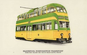 Blackpool Corporation Transport Balloon Double Deck Old Bus Postcard