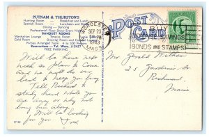 Putnam & Thurston Restaurant Worcester MA Massachusetts Postcard (DK3)