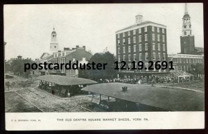 2691 - YORK Pa Postcard 1900s Old Centre Square Market by Bergman