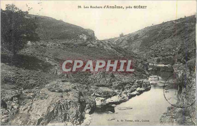 Old Postcard the Anzeme Rocks near Gueret