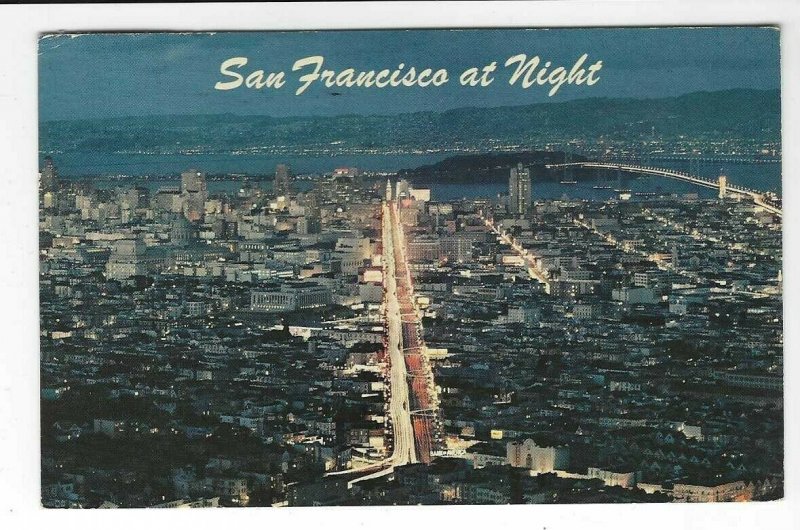 1966 postcard, San Francisco at night, California