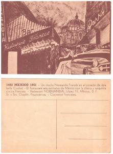 MEXICO CITY THE NORMANDIA FRENCH RESTAURANT VINTAGE POSTCARD