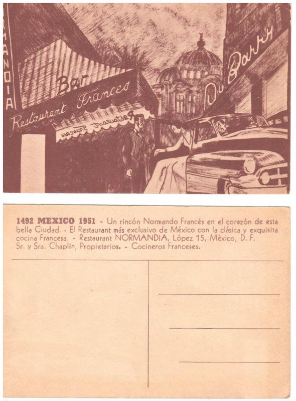 MEXICO CITY THE NORMANDIA - A FRENCH RESTAURANT VINTAGE POSTCARD (4)