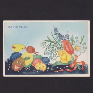 NETHERLANDS 1963, Vintage postcard, Happy Easter, Posted