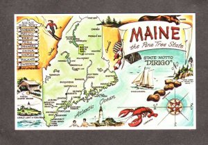 ME State of Maine Map Postcard Paris Peru Sweden Poland Portland Orono Postcard