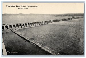 View Of Mississippi River Power Development Keokuk Iowa IA Antique Postcard 