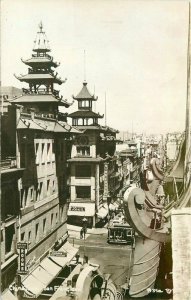 Autos Trolley Chinatown San Francisco California 1940s RPPC Photo Postcard 9478