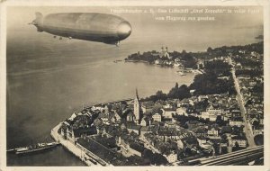 Graf Zeppelin in flight above Friedrichshafen Germany