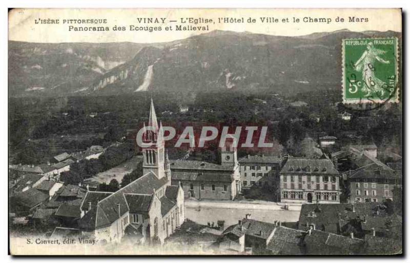 Old Postcard Vinay L Eglise The Hotel de Ville and the Champ de Mars Panorama...