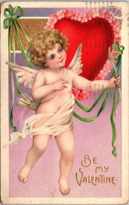 Be My Valentine Cupid With Red Hearts 1913