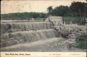 Horton KS Water Works Dam c1910 Postcard