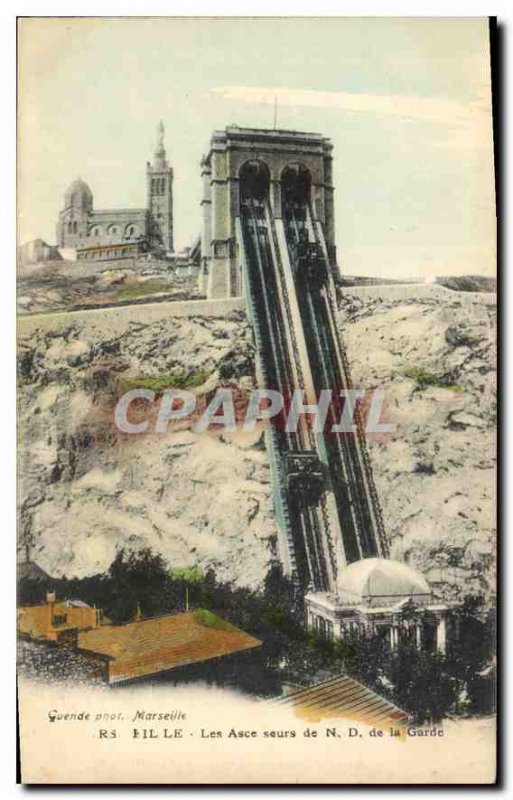 Postcard Old Marseille Elevators N D of the Guard