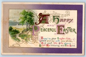 1911 Easter Message Trees Lake Scene John Winsch Bayonne New Jersey NJ Postcard
