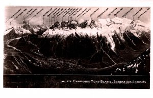 France Chamonix Mont Blanc Schema Des Sommets Vintage RPPC 09.91