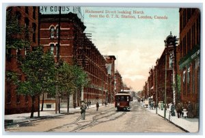 1909 Richmond St. from GTR Station London Ont. Canada Posted Postcard 