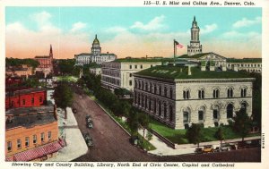 Vintage Postcard 1920's View of US Mint and Colfax Avenue Denver Colorado CO