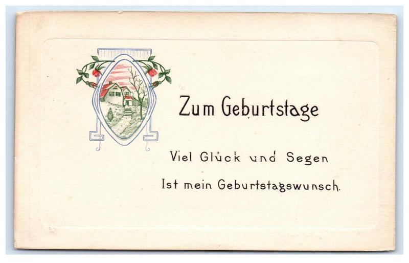 Postcard German Birthday Card - Zum Geburtstage Viel Gluck und Segen Ist mei B31