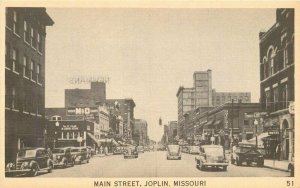 Joplin Missouri Main Street Automobiles #51 Richards1930s Postcard 21-4376