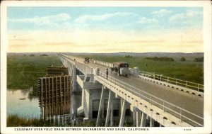 Sacramento & Davis CA Yolo Basin Causeway Bridge Tressle Vintage Postcard