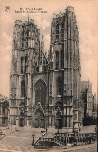 VINTAGE POSTCARD SAINT MICHAEL'S CHURCH AT BRUSSELS BELGIUM c. 1910-1912