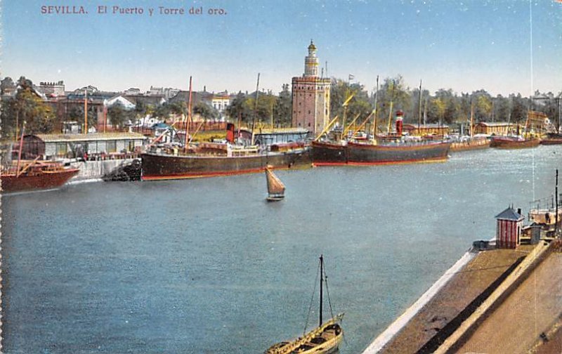 El Puerto y Torre del oro Sevilla Spain Unused 