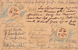 ELGERSBURG GERMANY POSTMARK~MOONS WITH FACIAL EXPRESSIONS POSTCARD 1900