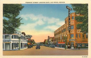 1940s Las Vegas Nevada Fremont Street autos Boulder Dam Teich Postcard 26-388