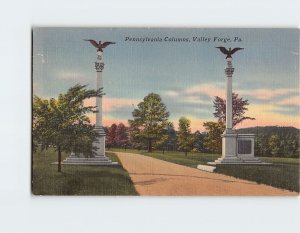 Postcard Pennsylvania Columns, Valley Forge, Pennsylvania