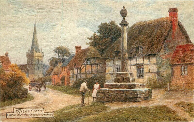C-1910 Paint Texture Tuck UK Village Cross Worcester #9535 Postcard 21-2002