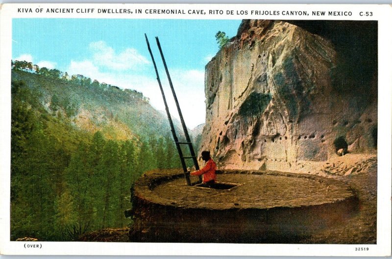 Kiva of Ancient Cliff Dwellers in Ceremonial Cave New Mexico Postcard