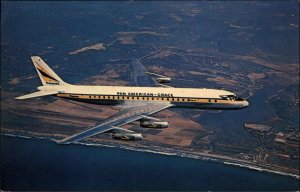 Pan-American Grace Airways DC-8 Jetliner Airplane Vintage Postcard