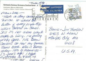 Interlaken Berner Oberland Schweiz Suisse Svizza Switzerland  Postcard  # 8661