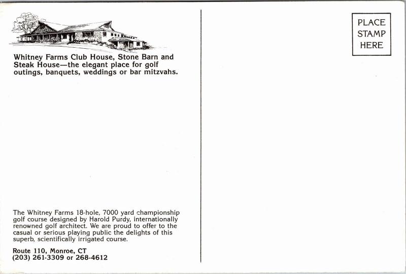 Whitney Farms Public Golf Course & Stone Barn,Steak House Monroe CT Postcard K17