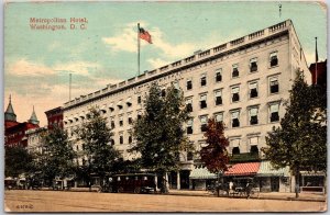 1914 Metropolitan Hotel Washington D. C. Street View Building Posted Postcard