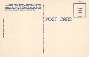 Waco Hall Baylor University - Waco, Texas TX Postcard