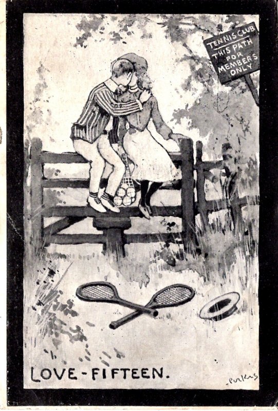 Romance - Tennis Club - Love-Fifteen - Kissing Couple - in 1907