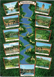 Postcard Germany Map - Neckartal - The Neckar Valley