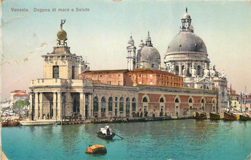 Italy Venice Dogana di mare e Salute 1910s DAMAGED postcard