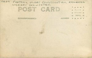 1920s Factory under construction railroad worker occupation Postcard 20-2986