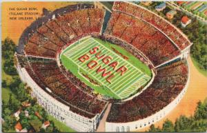 Sugar Bowl Tulane Stadium New Orleans LA Louisiana c1944 Linen Postcard E49