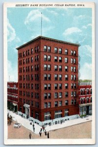 Cedar Rapids Iowa IA Postcard Security Bank Building Birds Eye View 1920 Vintage
