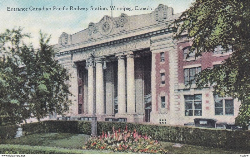 WINNIPEG, Manitoba, Canada, 1900-1910s; Entrance Canadian Pacific Railway Sta...