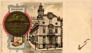 PC CPA US, MA, BOSTON, OLD STATE HOUSE 1902, VINTAGE LITHO POSTCARD (b6487)