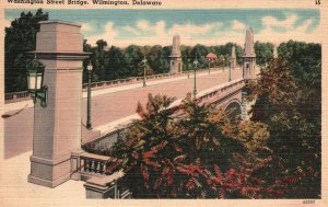 Vintage Postcard Washington Street Bridge New Castle County Wilmington Delaware