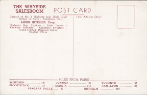 Wayside Salesroom Paris Ontario ON Unused Advertising Postcard F36